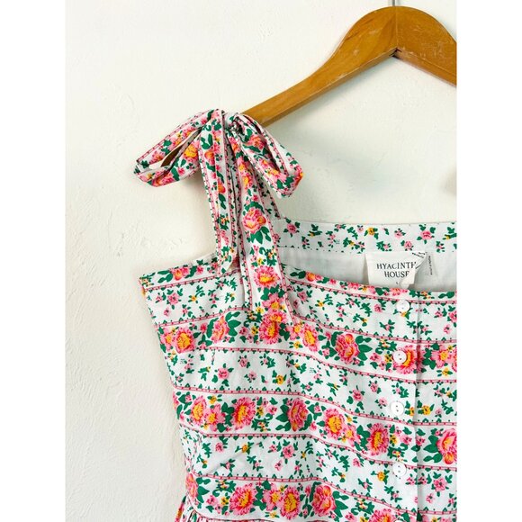 Tuckernuck by Hyacinth House Sz L Floral Lupine Bow Square Neck Midi Dress - Picture 5 of 16